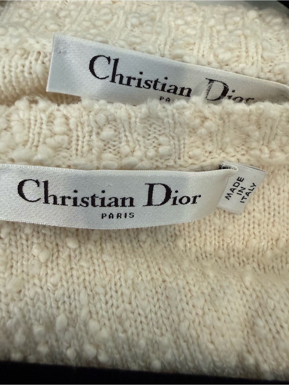 Christian Dior Cotton and Wool Blend Knit Twin Set Ecru - Picture 11 of 12